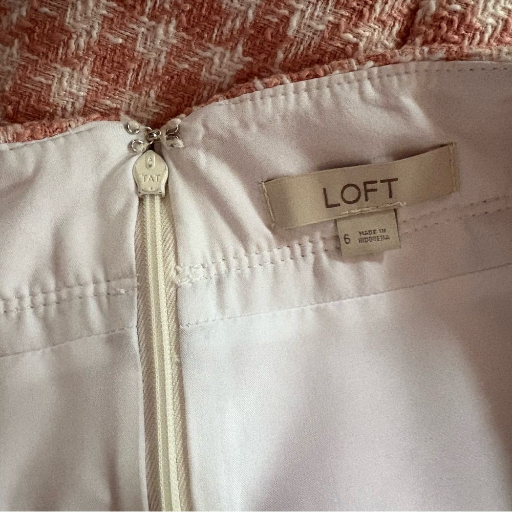 LOFT Pink Gingham Tweed Women's Skirt - Picture 5 of 8